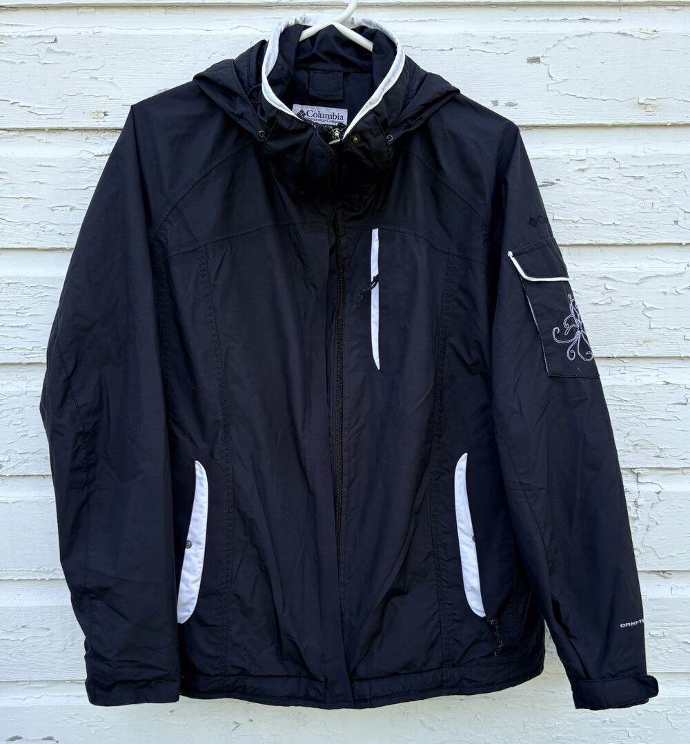 Columbia Jacket Womens M Black Interchange Omni-Tech Embroidered Sleeve Hood